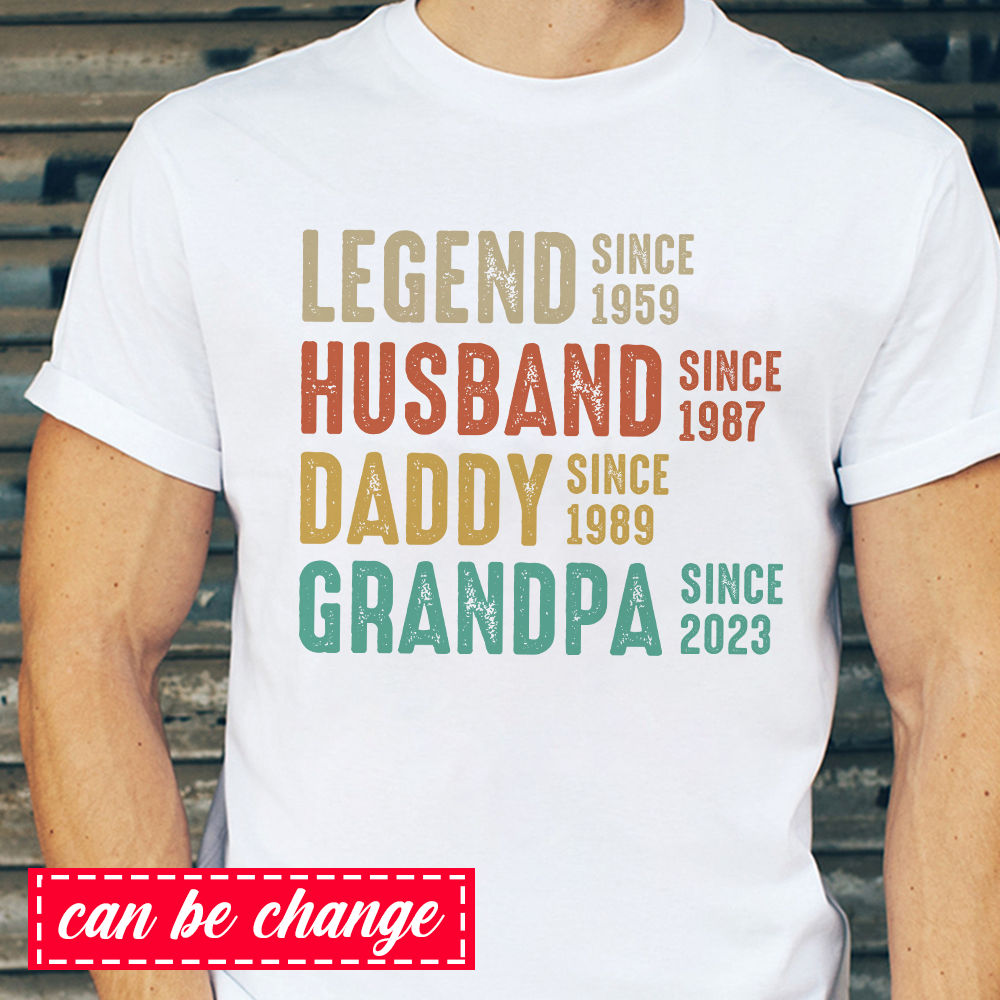 PersonalFury2 Personalized Gift for Grandpa, Custom T Shirt - Legend Husband Daddy Grandpa, Family Gift, PersonalFury, Basic Tee / White / 4XL