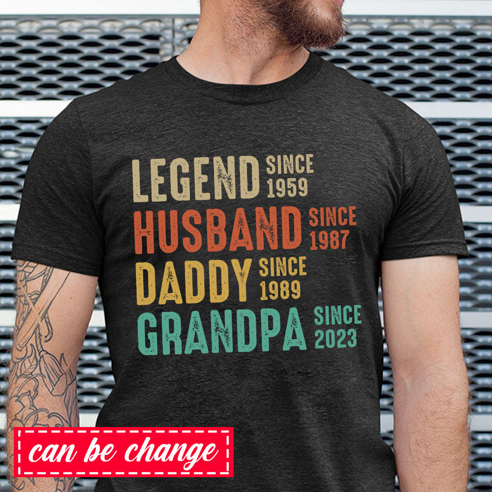 PersonalFury2 Personalized Gift for Grandpa, Custom T Shirt - Legend Husband Daddy Grandpa, Family Gift, PersonalFury, Basic Tee / White / 4XL