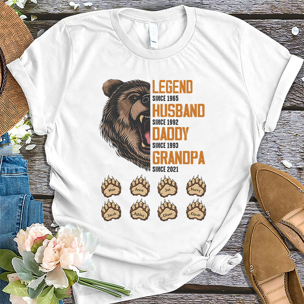 Gift For Father Papa Bear Personalized T-shirt, Personalized Gift