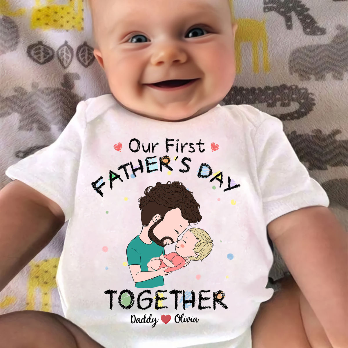 Custom Baby Onesies - Our First Father's Day together - Personalized Onesie_1