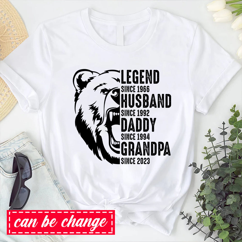 Personalized Papa/Grandpa Cool And Awesome Bear T-shirt - Personal