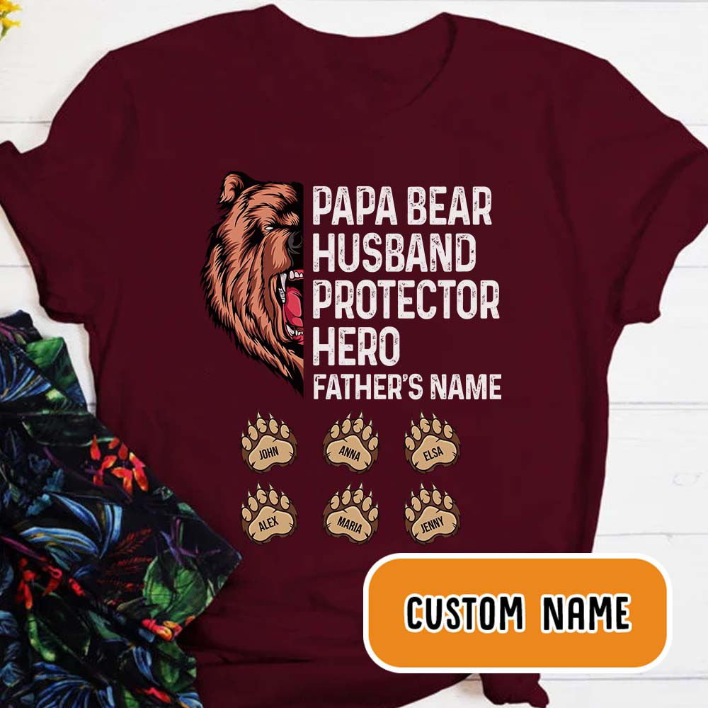 This Papa Bear Belongs To - Personalized Gifts Custom Bear Shirt