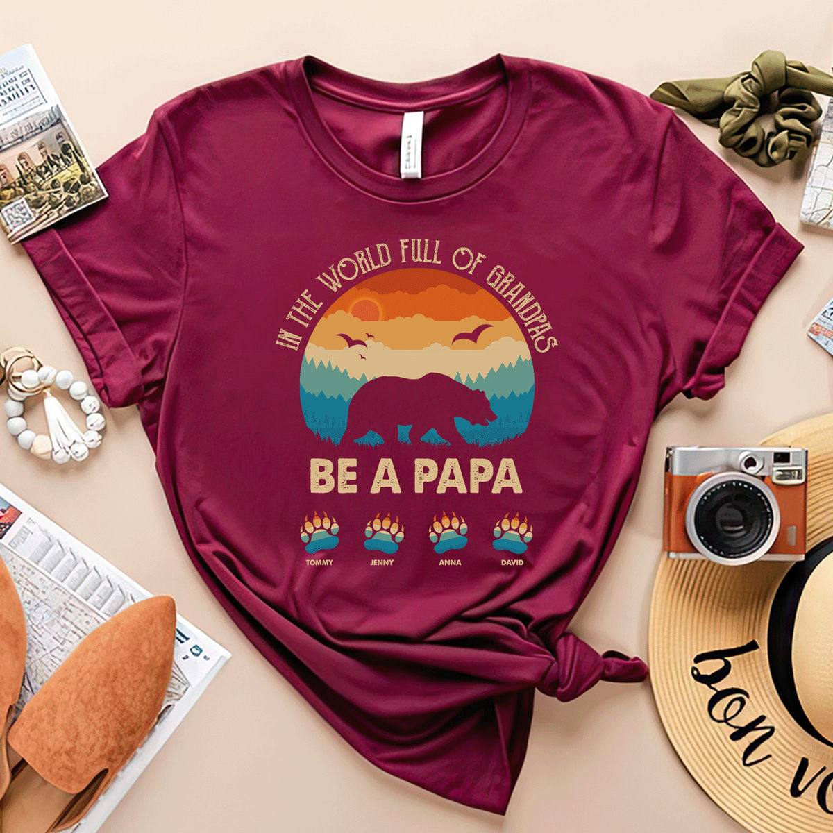 Papa Bear Shirt With Kids Names Personalized Papa Gift Papa Shirt