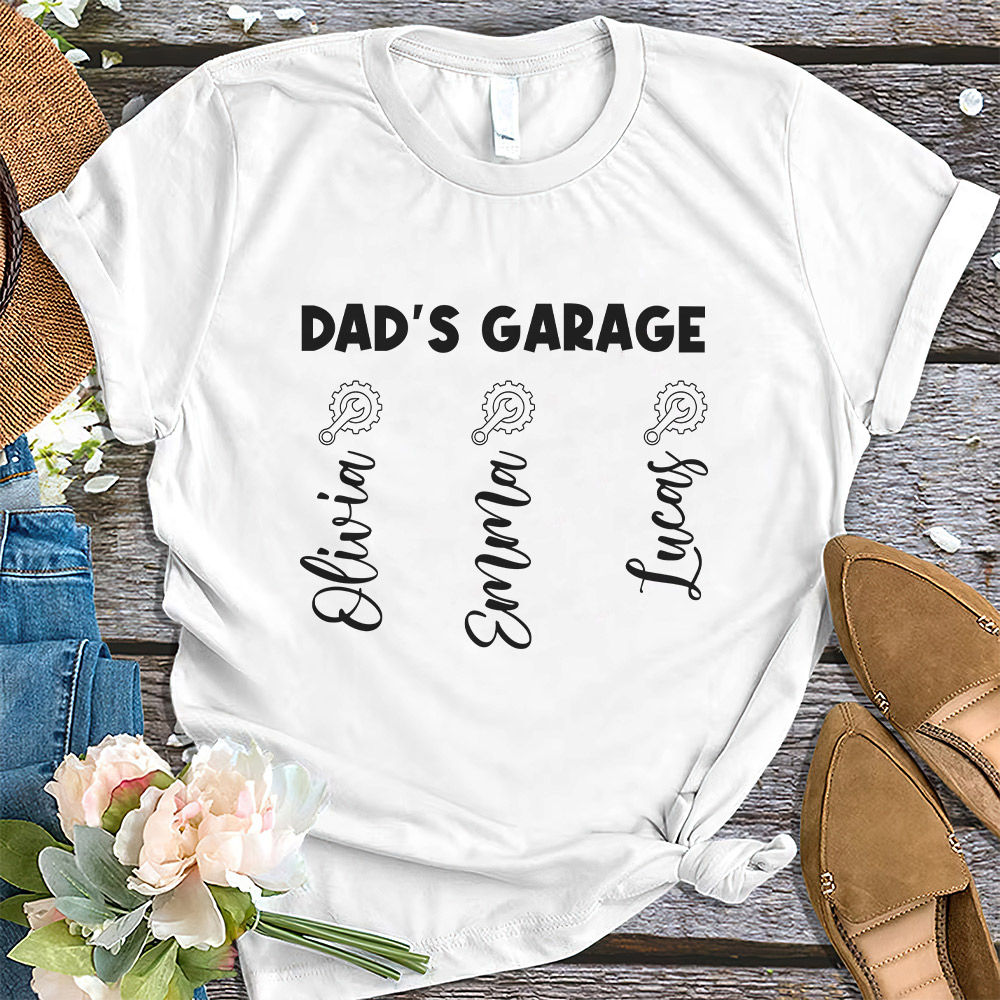 Father's Day 2023 - Personalized Dad's Garage Shirt, Custom Grandpa Little Helpers Shirt, Best Dad Shirt, Cool Dad Shirt, Gift For Daddy Father 30558