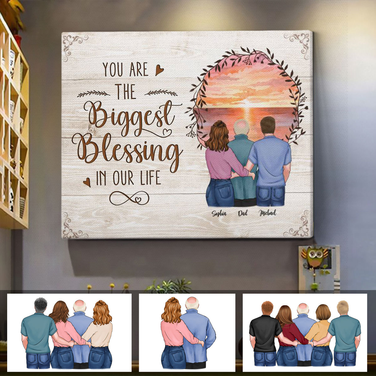 Personalized Wrapped Canvas - Father and children - You are the biggest blessing in our life (30599)