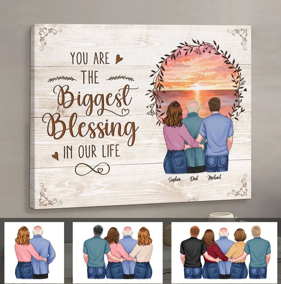 Personalized Wrapped Canvas - Father and children - You are the biggest blessing in our life (30599)_1