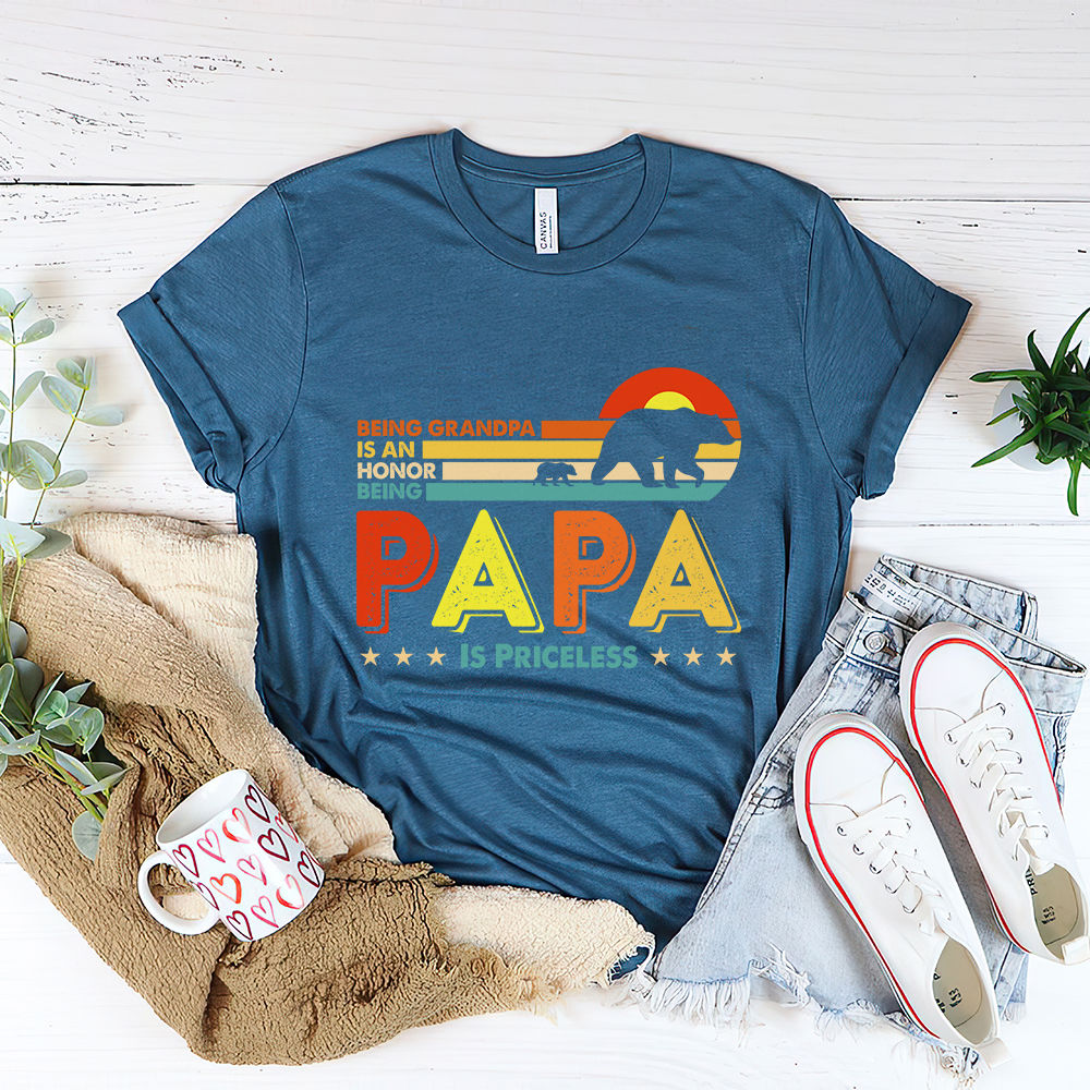 Father's day Gift - Being Grandpa Is An Honor Being Papa Is Priceless Shirt, Father's Day Shirts, Gift for Dad 30851_2