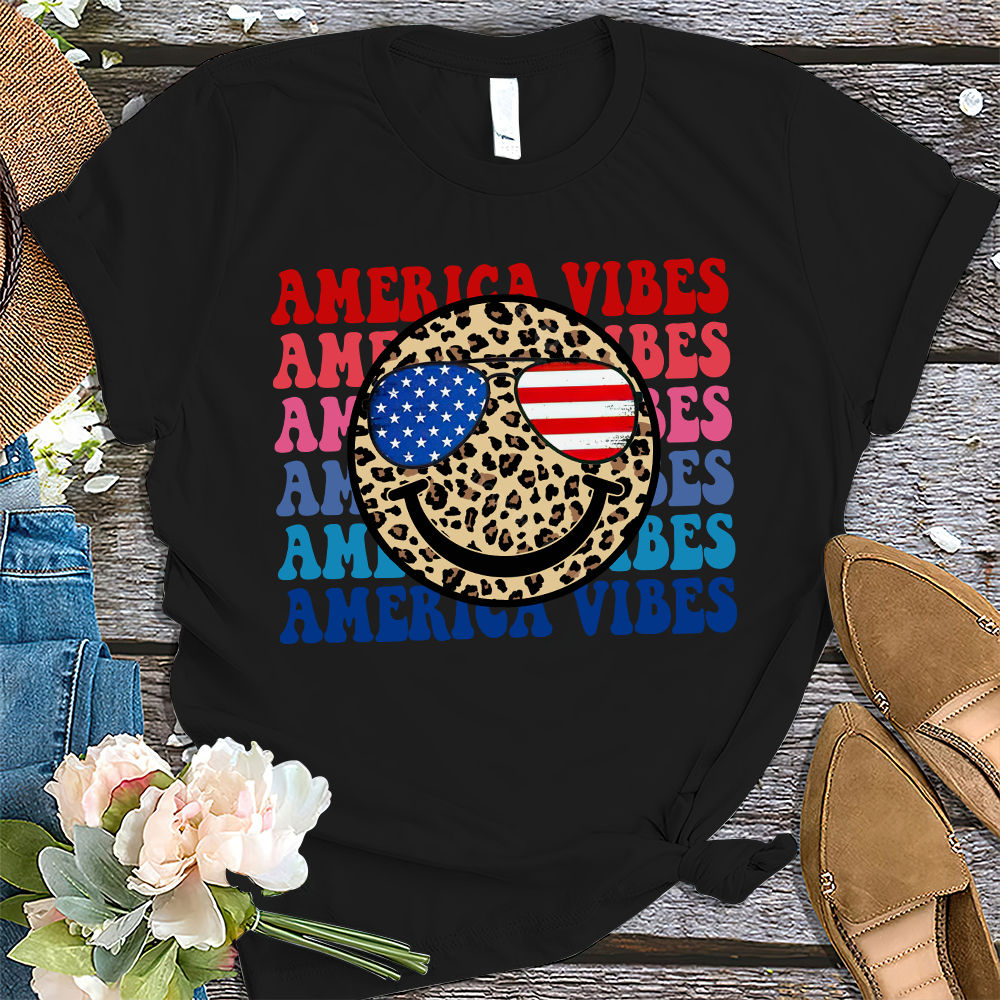 4th July shirts - Retro America Shirt, Comfort Color American VIBES Shirt, July  4th Leopard Shirt, Funny Graphic Shirt, 4th July Glasses Shirt 30870