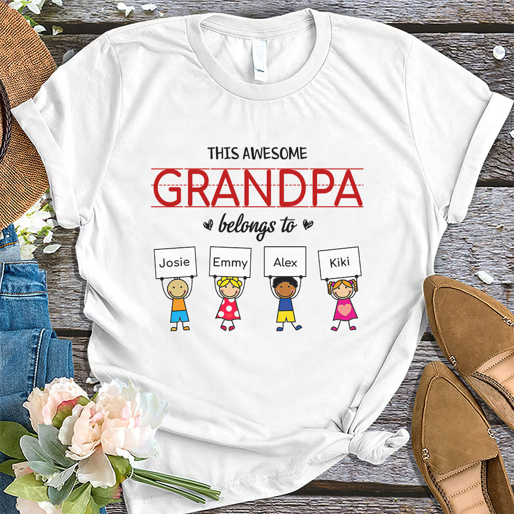 This Awesome Grandpa-Personalized Grandpa t-shirt with Grandkids names –