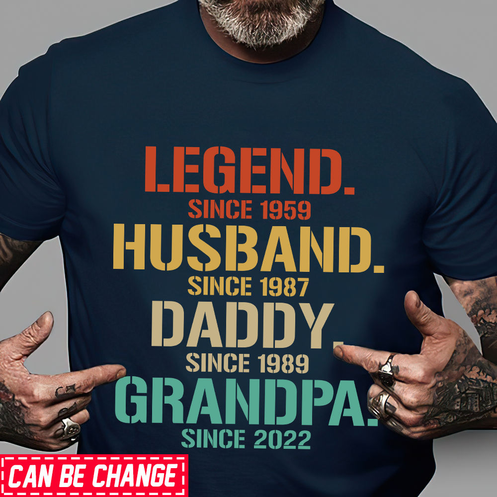 Father's day shirt - Personalized Dad Grandpa Shirt, Father's Day Shirt, Husband Father Grandpa Legend, Grandfather Custom Dates, Funny Dad Birthday Gift for Men ID-0518-EGOH 31260_4