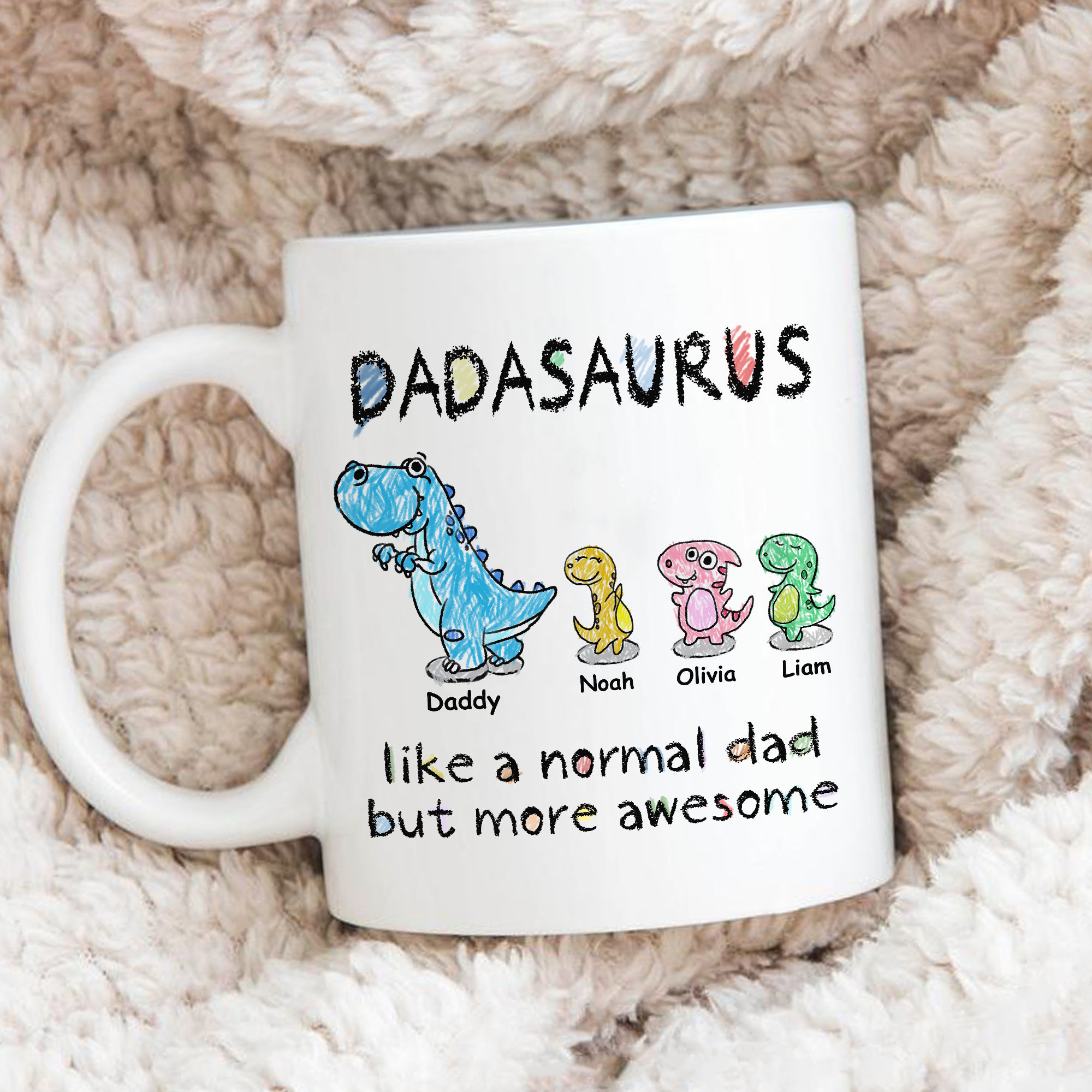 Gossby Personalized DADASAURUS Mug (2 Kids) - Funny Dad Gift from Daughter,  Son with Dinosaur Avatar…See more Gossby Personalized DADASAURUS Mug (2