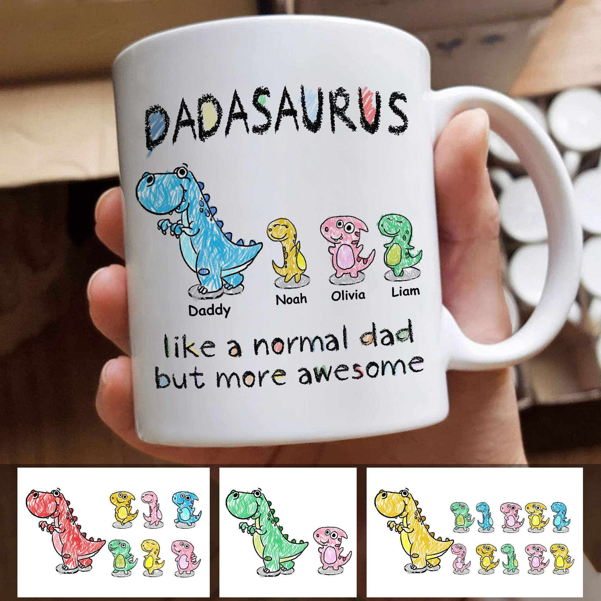 Personalized Gift Dadasaurus Colorful Mug 25419 - Famvibe