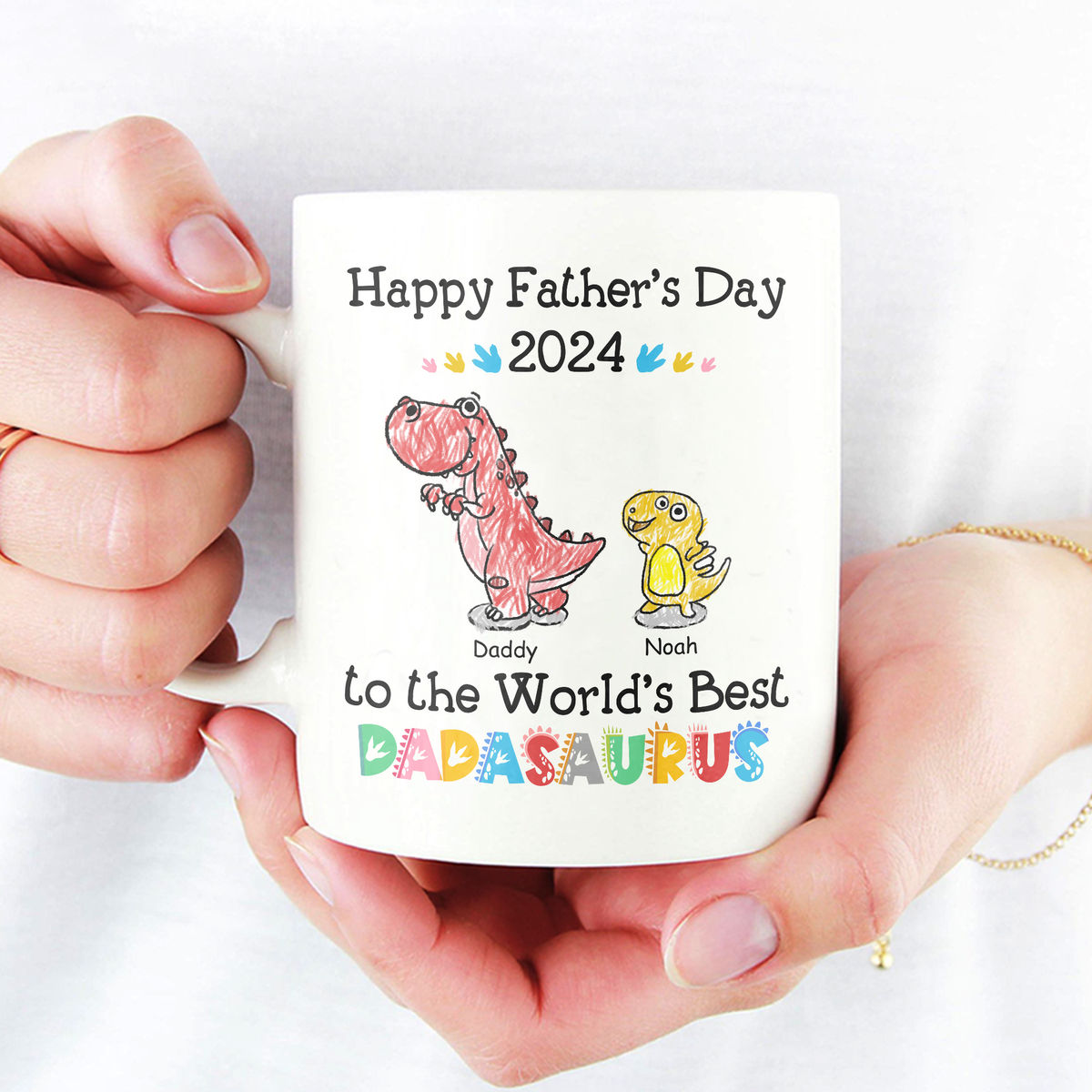 Father's Day Gift - Happy Father's Day to the world's Best Dadasaurus 2024 - Gift For Dad, Grandpa - Personalized Mug_2