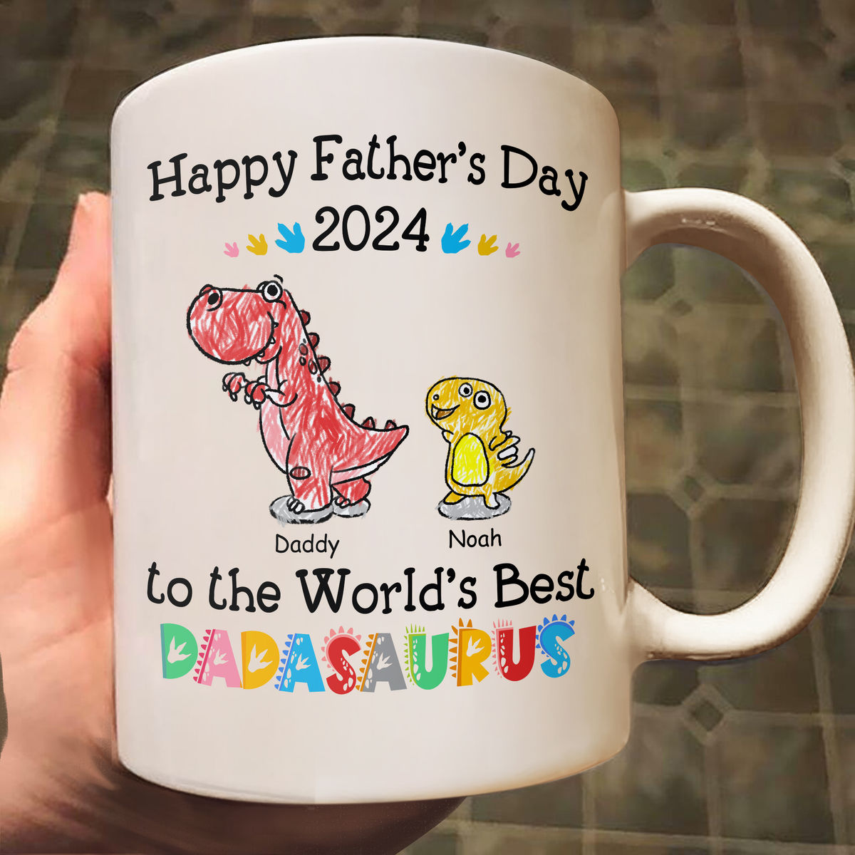 Father's Day Gift - Happy Father's Day to the world's Best Dadasaurus 2024 - Gift For Dad, Grandpa - Personalized Mug