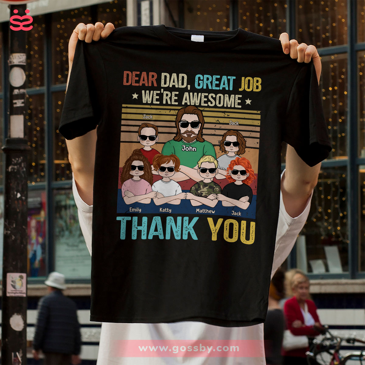 Personalized Shirt - (Up to 6 children) Father & Children - Dear Dad, great job.We’re awesome. Thank you.