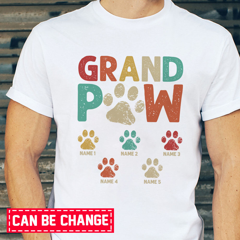 Father s day 2023 Dog Grandpa Shirt with Dog Names Personalized Gift for Dog Grandpa Grandpaw Shirt Pet Names Dog Owner Shirt Dog Lover Shirt