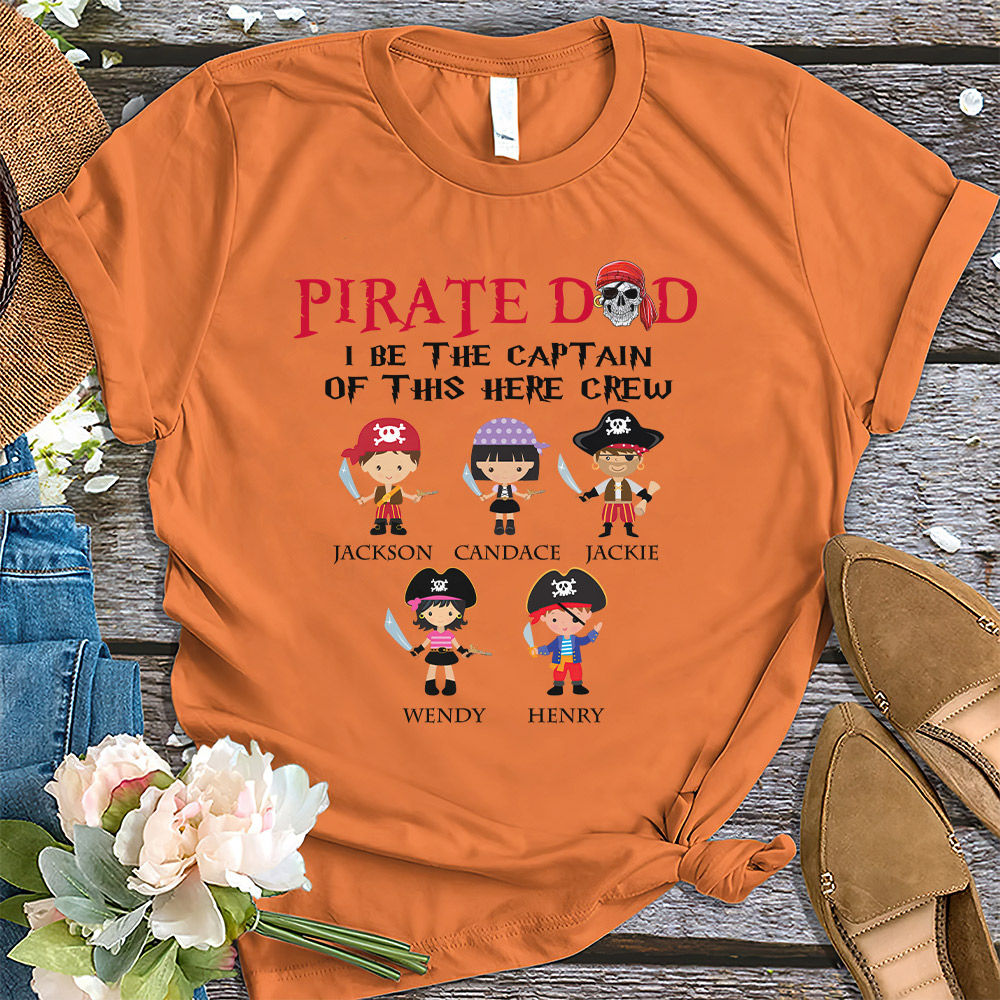 Personalised Kids T Shirt Name Pirate Design T-shirt Tee Shirt 