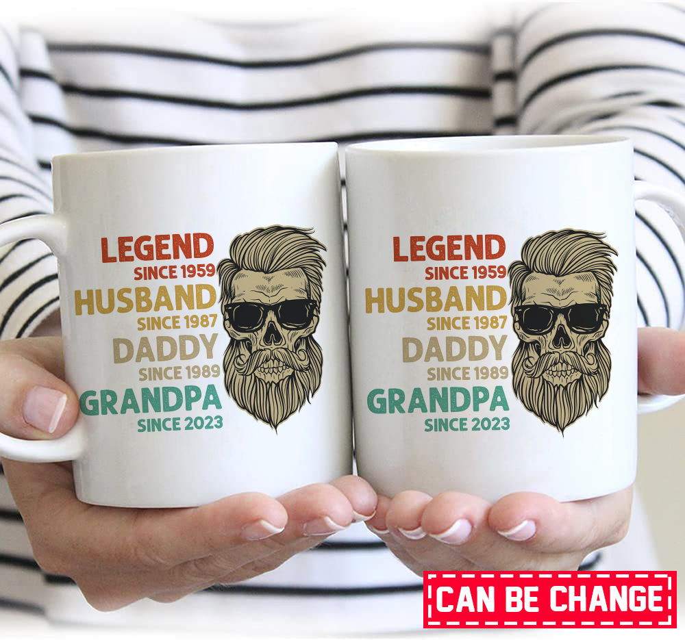 Happiness Is Being A Dad Grandpa And Great Grandpa Ceramic Mug