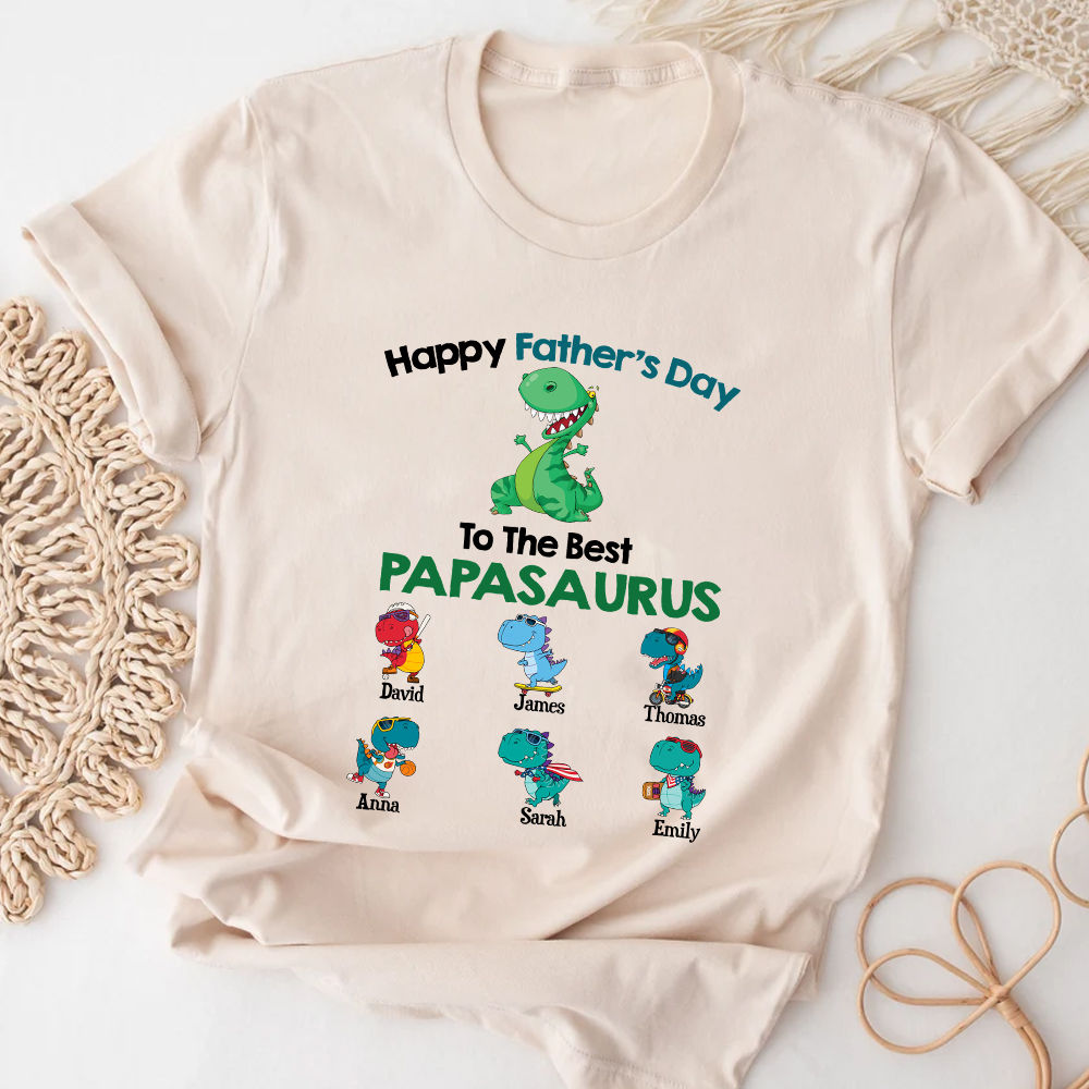 Personalized Shirt - Father's day 2023 - Best Papasaurus Personalized Shirt, Fathers Day Gift For Daddy, Light Saber Gift, Gifts For Dad, Funny Gift For Dad 32006_2