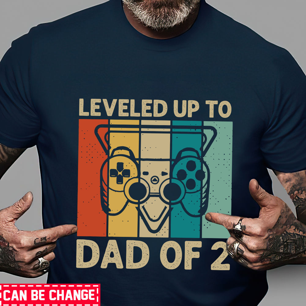Father's day 2023 - Leveled Up to Dad Of 2 Has Entered the Game Shirt, Dad and Baby Shirt, Dad and Son Shirt, Father Son Shirt, Daddy to be 2 shirt 32036_1