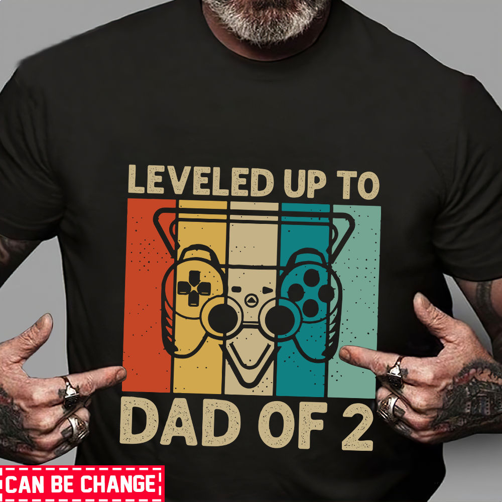 Father's day 2023 - Leveled Up to Dad Of 2 Has Entered the Game Shirt, Dad and Baby Shirt, Dad and Son Shirt, Father Son Shirt, Daddy to be 2 shirt 32036_2