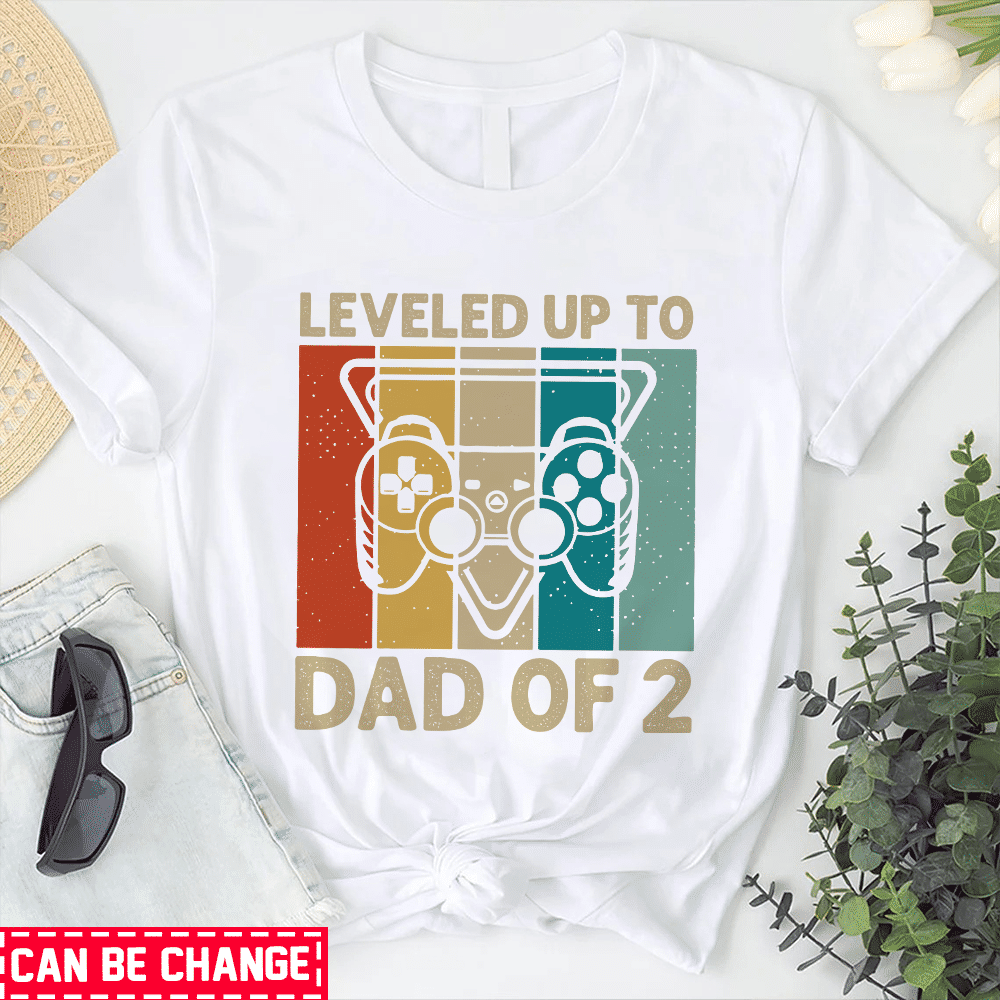 Father's day 2023 - Leveled Up to Dad Of 2 Has Entered the Game Shirt, Dad and Baby Shirt, Dad and Son Shirt, Father Son Shirt, Daddy to be 2 shirt 32036_3