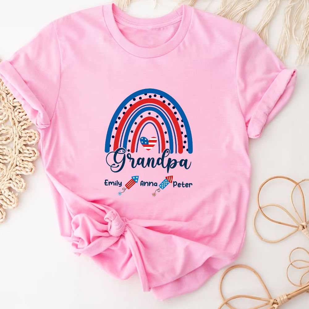 Personalized Shirt - Father's Day Shirt - Personalized Grandpa Rainbow American Flag T-Shirt, Papa Shirt, Grandpa Shirt, Gift for Dad, Father's Day 32322_1