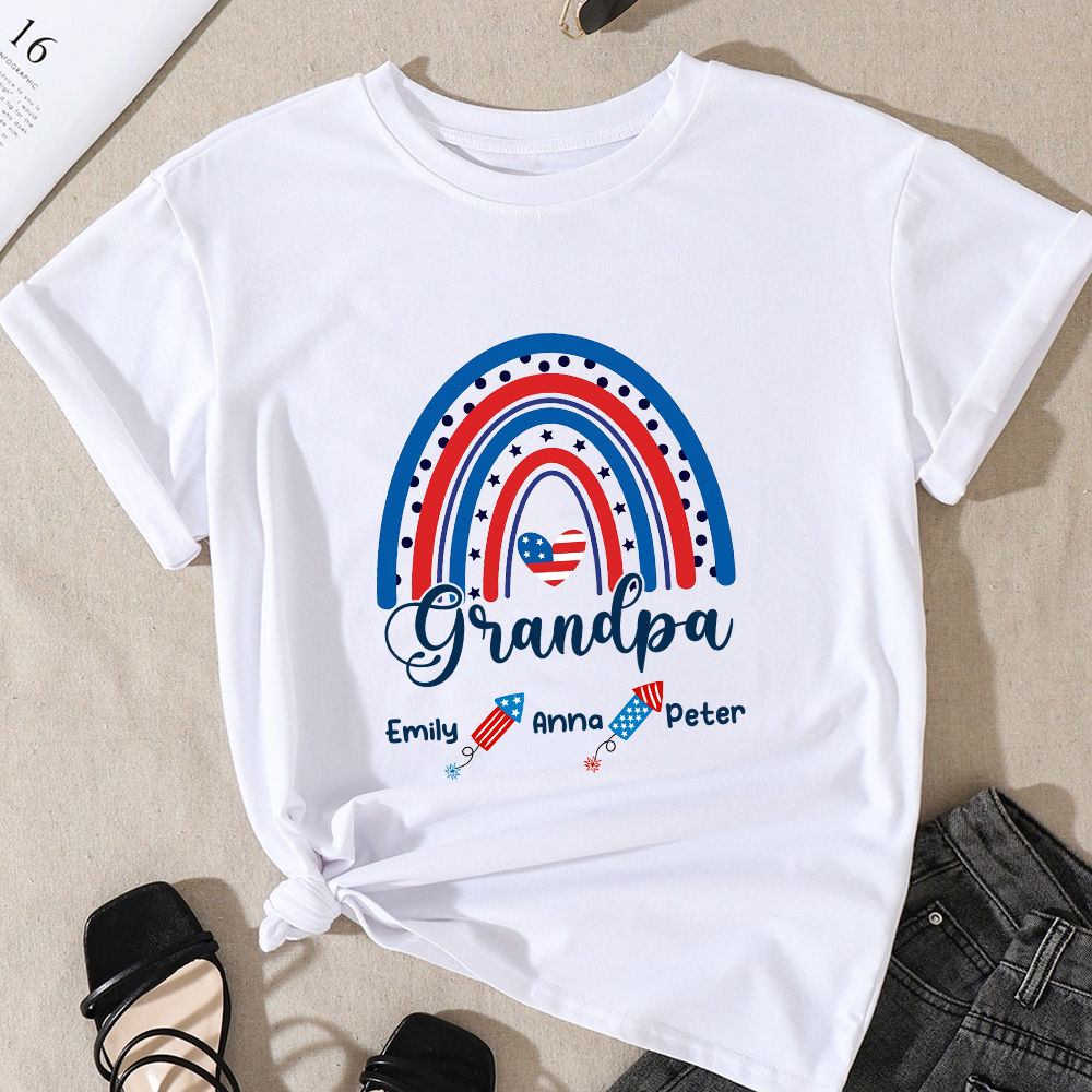 Personalized Shirt - Father's Day Shirt - Personalized Grandpa Rainbow American Flag T-Shirt, Papa Shirt, Grandpa Shirt, Gift for Dad, Father's Day 32322_4