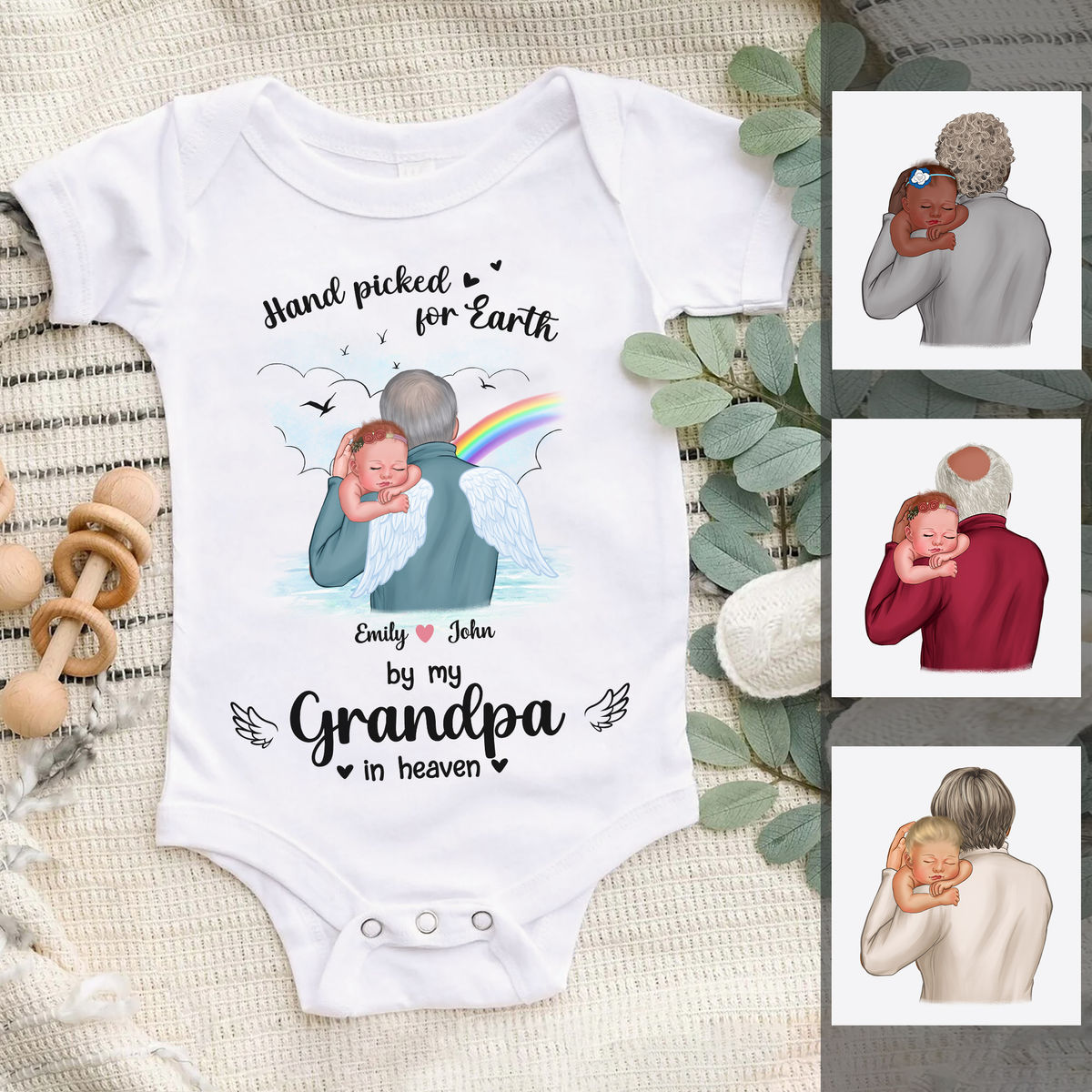 Custom Baby Onesies - Memorial - Hand picked for Earth by my Grandpa in heaven - Personalized Onesie