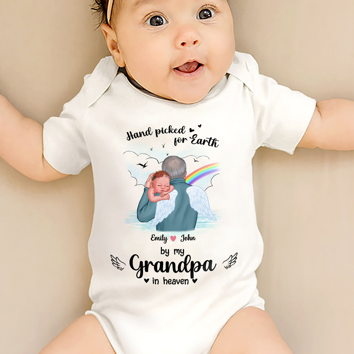 Personalized Onesie - Custom Baby Onesies - Memorial - Hand picked for Earth by my Grandpa in heaven_2