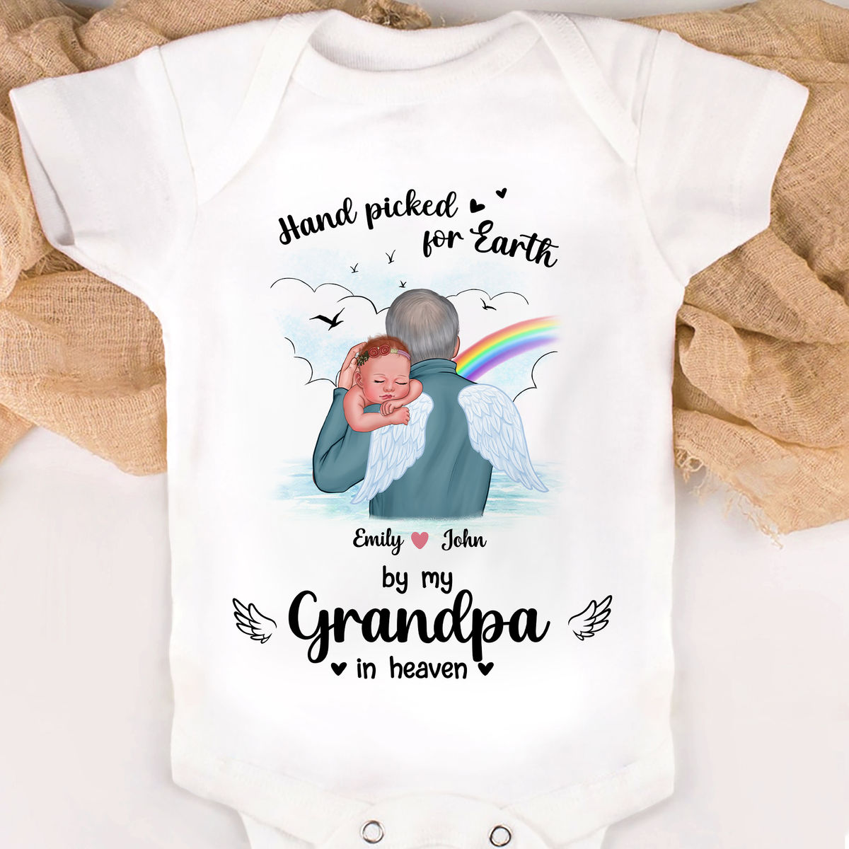 Custom Baby Onesies - Memorial - Hand picked for Earth by my Grandpa in heaven - Personalized Onesie_1