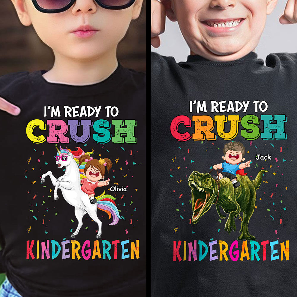 Back To School - First Day of School Outfit -  I'm Ready To Crush Kindergarten - Personalized Shirt_1