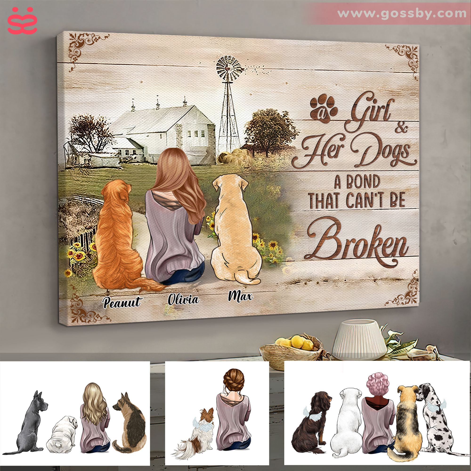 Girl and Dogs Canvas - A Girl and her dogs a bond that can't be Broken ...