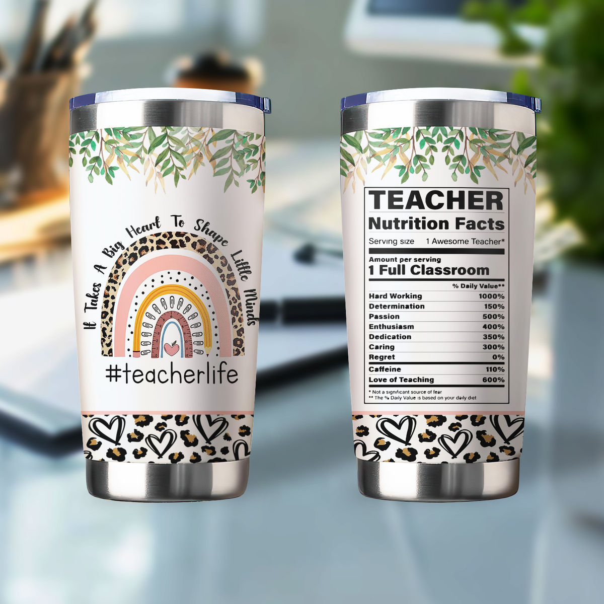 teacher Engraved Stainless Steel Smoothie Cup