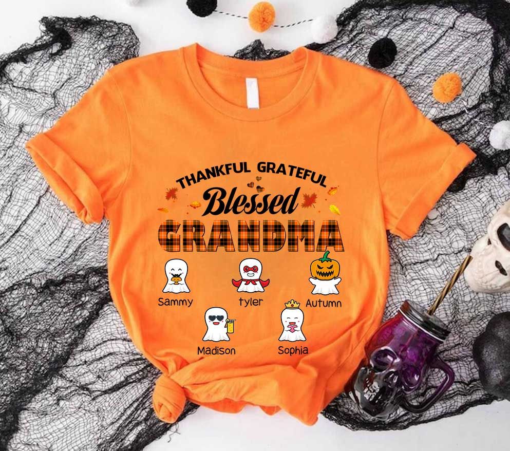 Halloween Shirt - Personalized Grandma Fall Halloween Shirt, Custom Nickname Grandma Nana Mimi Shirt, Grandma shirt with Grandkids Names, Fall Halloween Shirt  33103_1