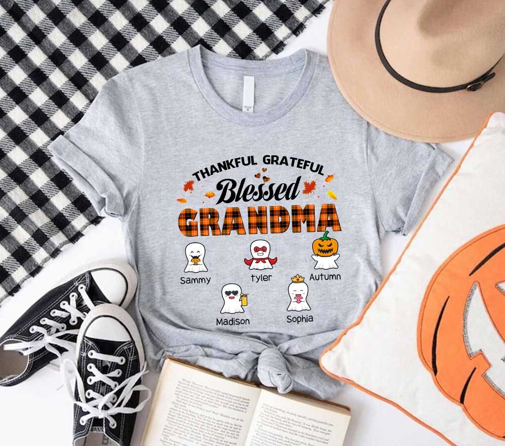 Halloween Shirt - Personalized Grandma Fall Halloween Shirt, Custom Nickname Grandma Nana Mimi Shirt, Grandma shirt with Grandkids Names, Fall Halloween Shirt  33103