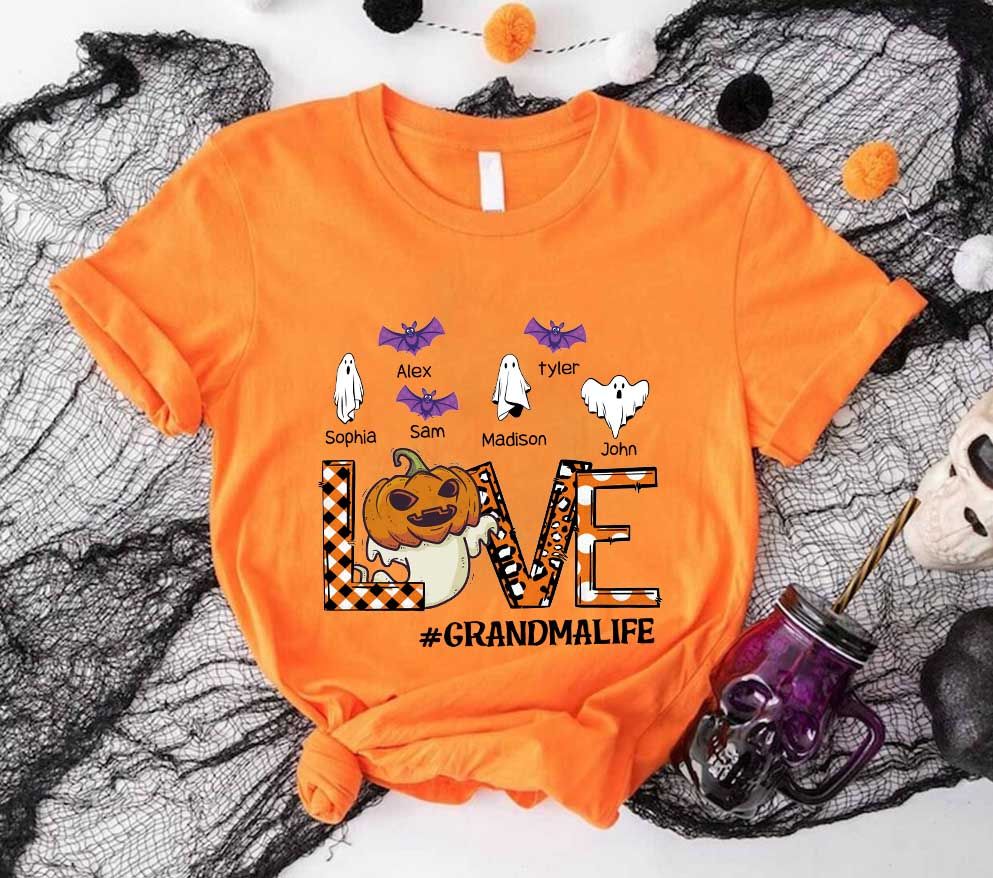 Halloween Shirt - Personalized Grandma Fall Halloween Shirt, Custom Nickname Grandma Nana Mimi Shirt, Grandma shirt with Grandkids Names, Fall Halloween Shirt  33121_2