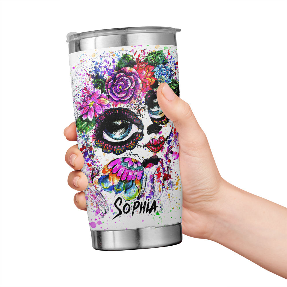 Iridescent 40 Oz Tumbler Tag Tumbler Tag Sugar Skull Tag Nurse