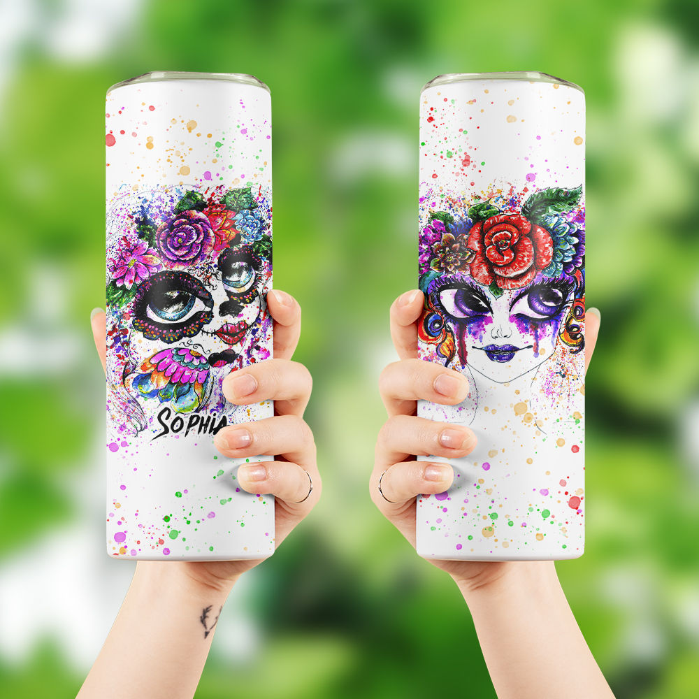 Iridescent 40 Oz Tumbler Tag Tumbler Tag Sugar Skull Tag Nurse