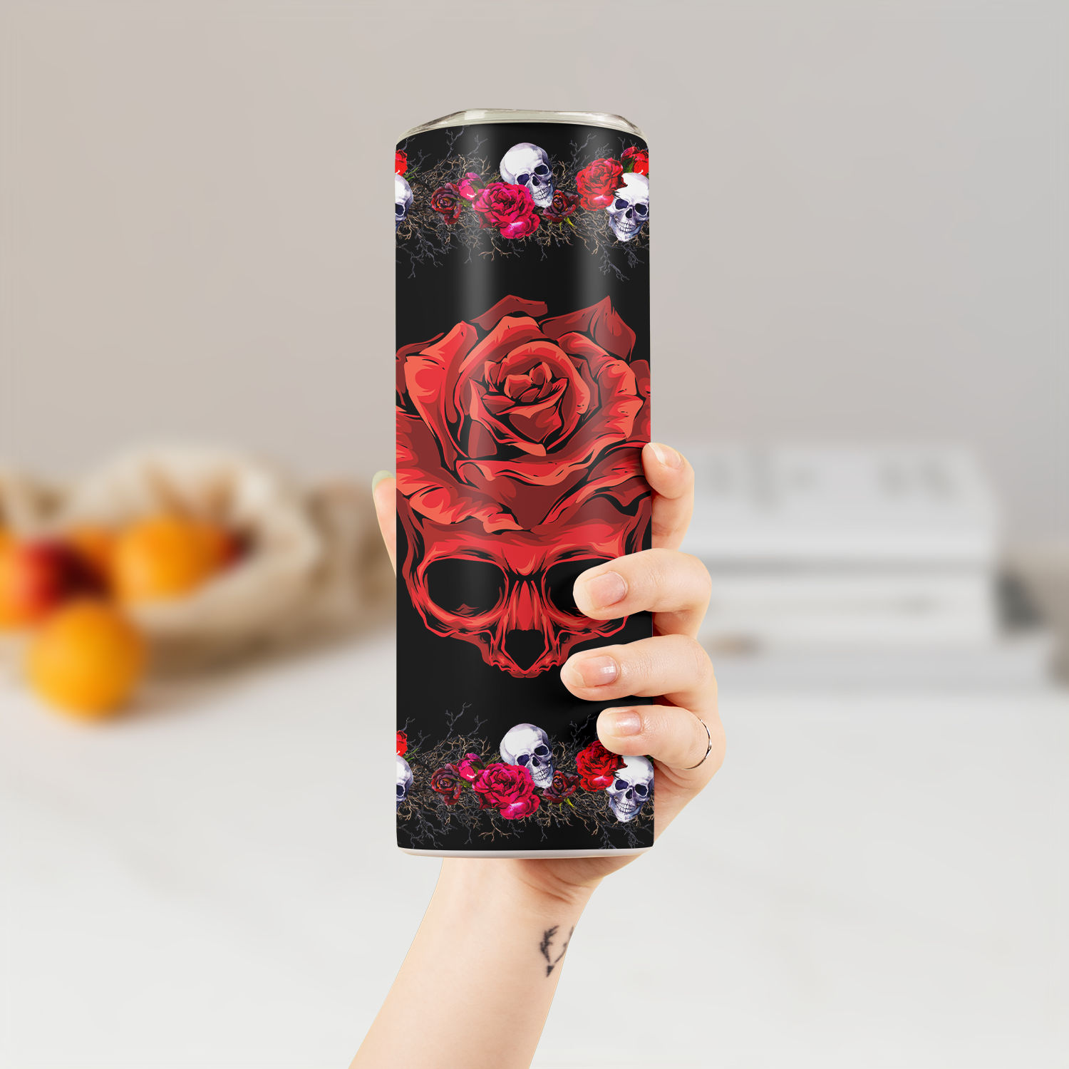 Halloween Tumbler - Sugar Skull Roses Tumbler, Red Roses Skull Gifts, Skull  Tumbler With Straw, Skull Cup With Lid and Straw, Skull Gifts For Women  33271 33272