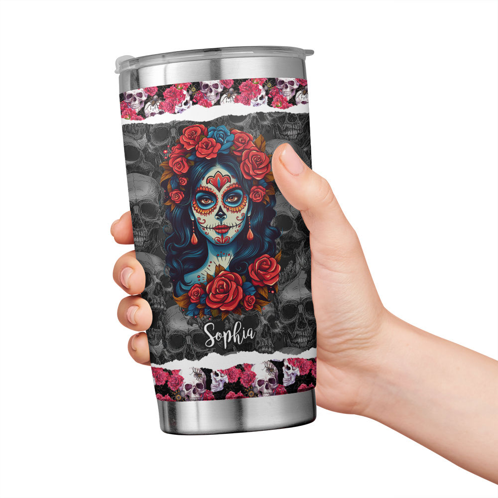 40 oz Tumbler with Handle - Sugar Skull and Roses Full Wrap Pattern —  Wichita Gift Company