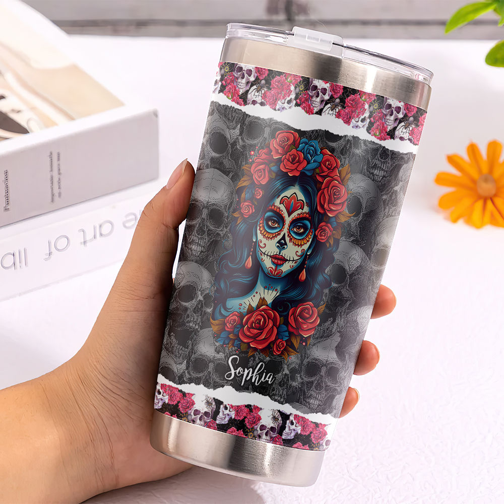 Halloween Tumbler - Sugar Skull Roses Tumbler, Red Roses Skull Gifts, Skull  Tumbler With Straw, Skull Cup With Lid and Straw, Skull Gifts For Women  33271 33272