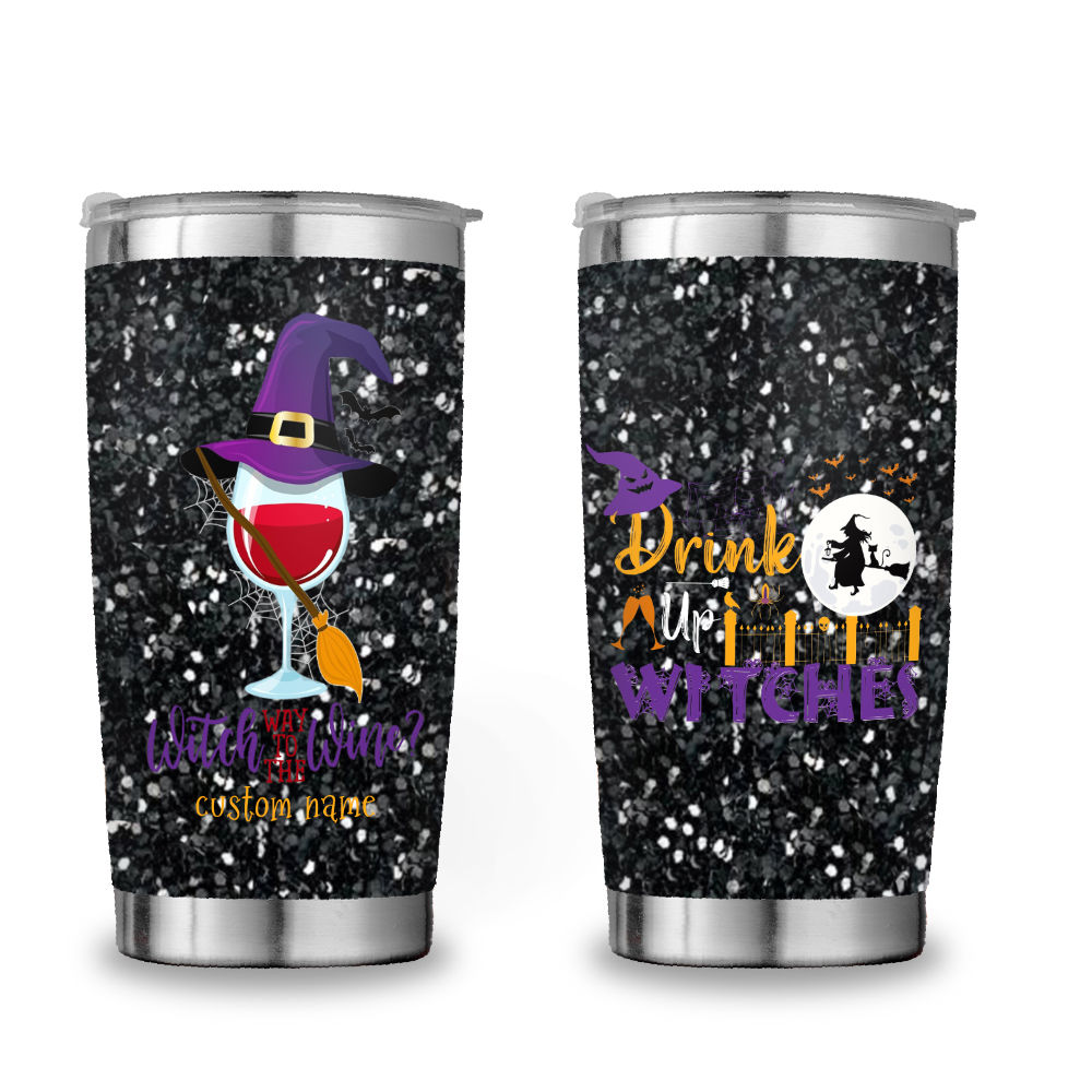 WITCH TUMBLER - Witches Tumbler with Lid - Classy Halloween Tumbler Cup -  Cute, Funny Witch Gifts for Friends - Durable, Vacuum Insulated Cup -  Stainless Steel Tumbler for Hot or Cold Drinks37065 37067