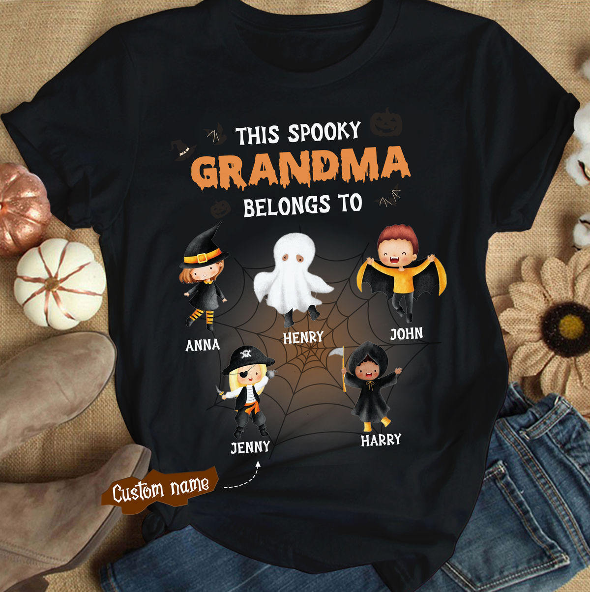 Halloween Shirt - Personalized Halloween Shirt, This Spooky Grandma Belongs To Shirt, Grandma Grandkids Name Shirt, Nana Gigi Grandchildren Ghost Boo Shirt, Family Happy Halloween Shirt 33361_3