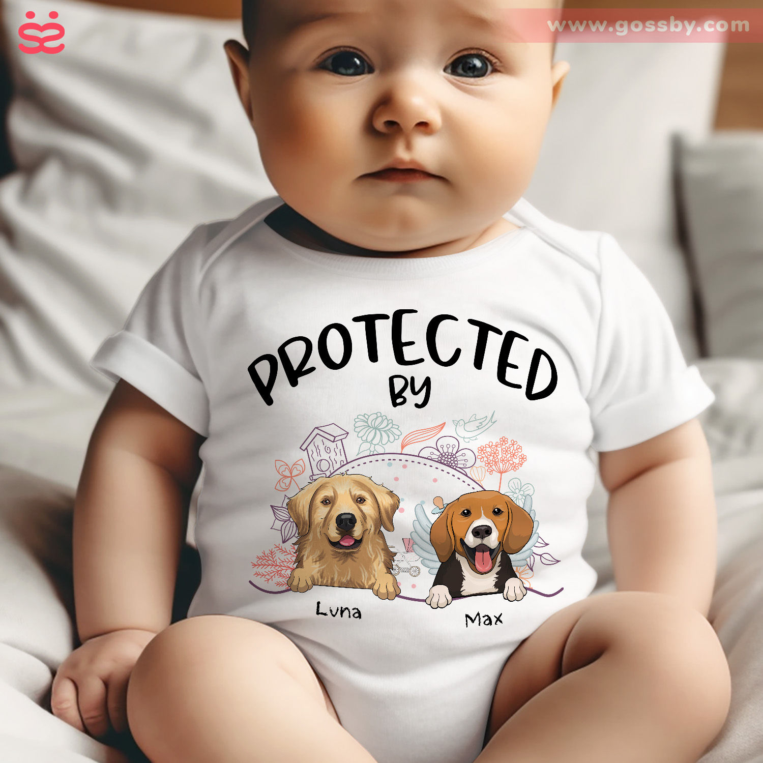 Custom baby onesies protected by dogs personalized onesie