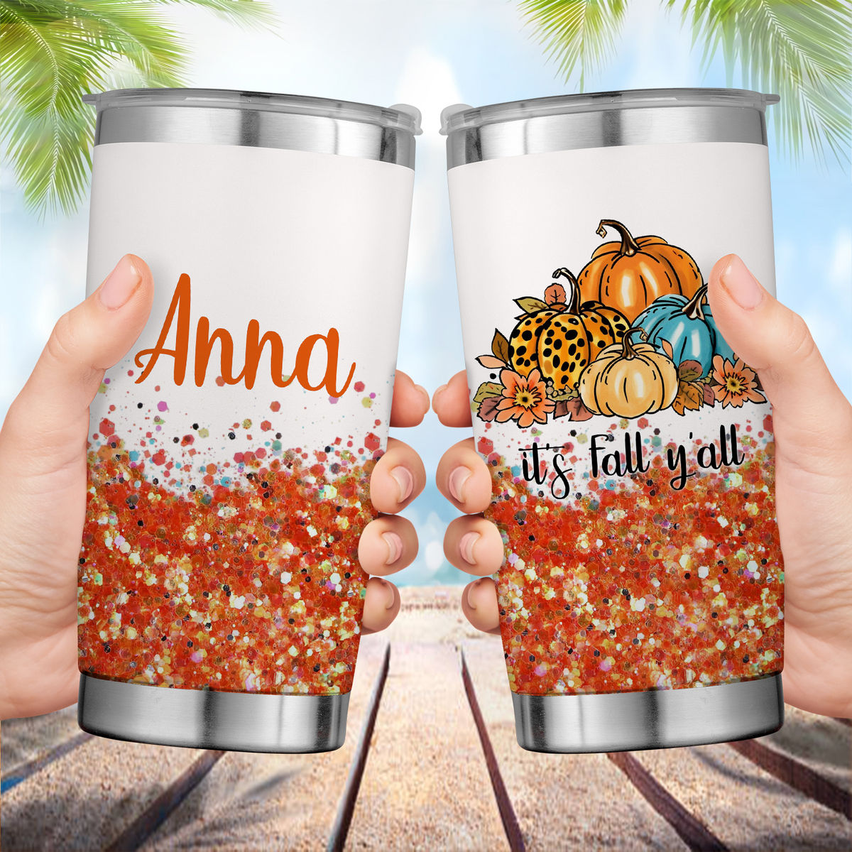 Color Shift Leopard Glitter Tumbler