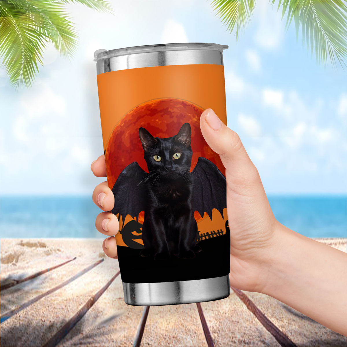 BLACK CAT HALOWEEN TUMBLER - ORCAE 20oz Halloween Tumbler, Black Cat  Tumbler, Cat Gifts for Cat Lovers