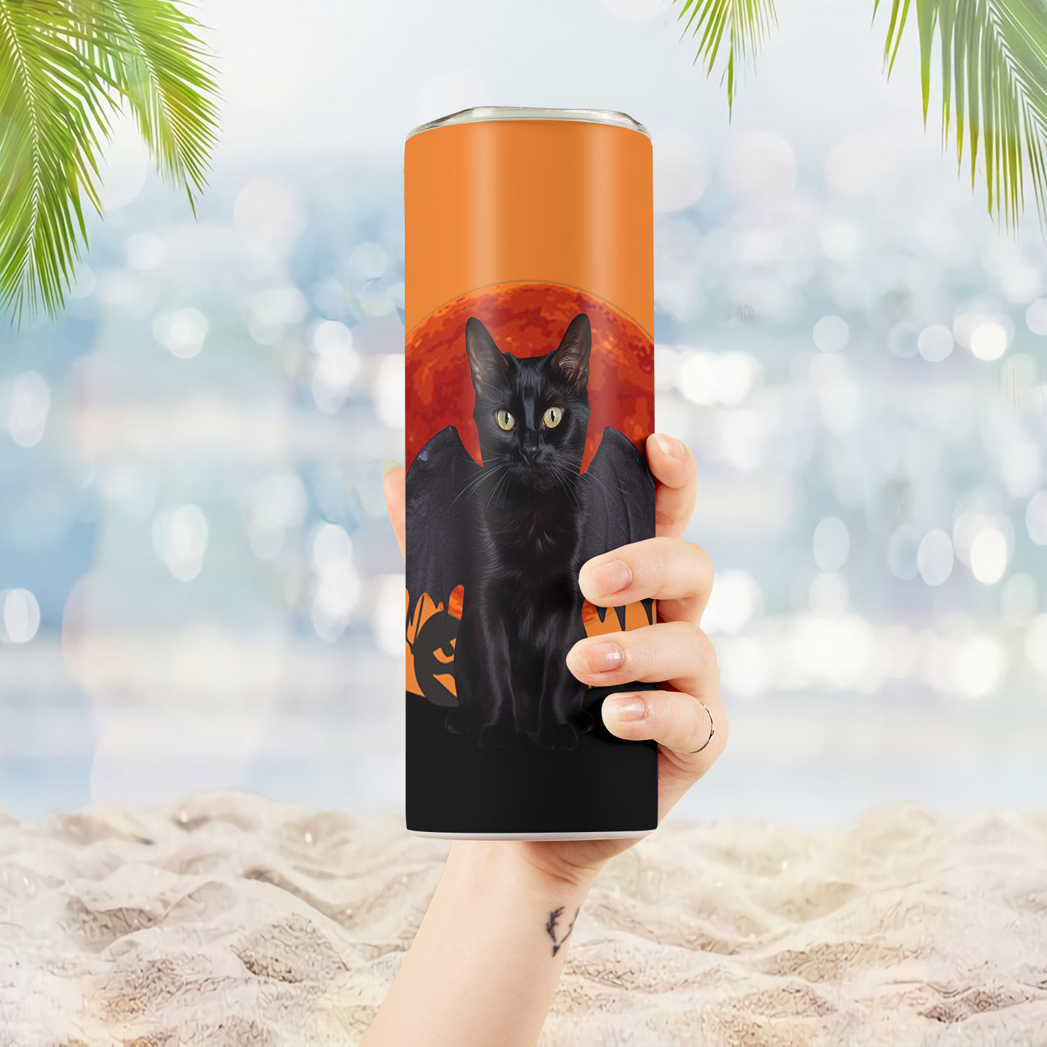 BLACK CAT HALOWEEN TUMBLER - ORCAE 20oz Halloween Tumbler, Black Cat Tumbler,  Cat Gifts for Cat Lovers