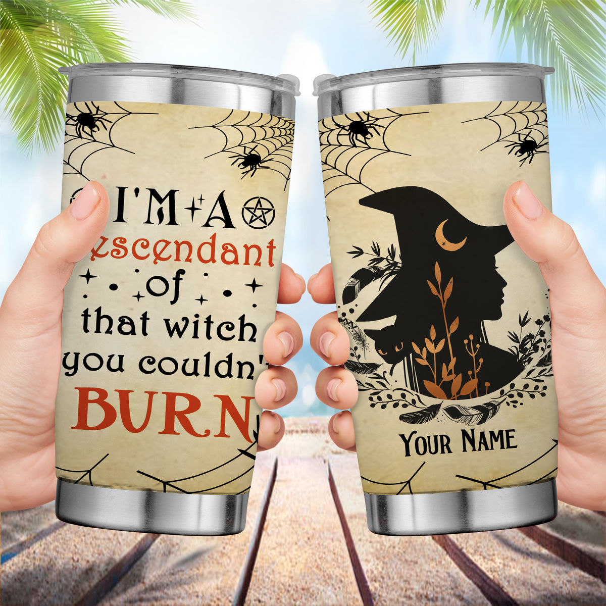 Halloween Tumbler - I'm A Descendant Of That Witch You Couldn't Burn Tumbler, Happy Halloween Tumbler, Halloween Witch  Tumbler, Halloween Gift 33575 33576