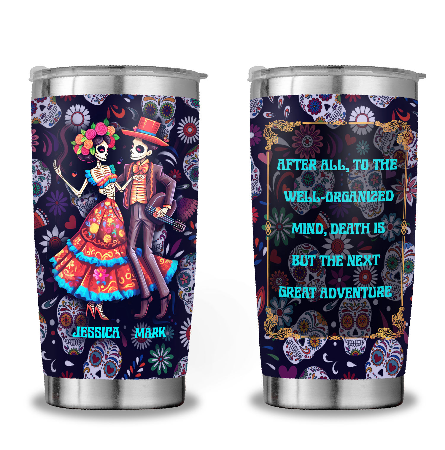 Halloween Tumbler/October Aesthetic/Floral Skull/Funny Tumbler/Blue Sk –  Cactus & Cedar